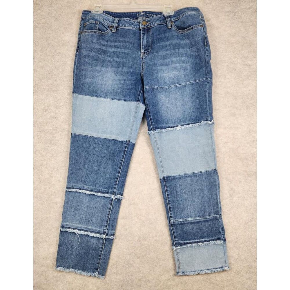 soho Women's Patch-Layered Boyfriend Jeans Size 12